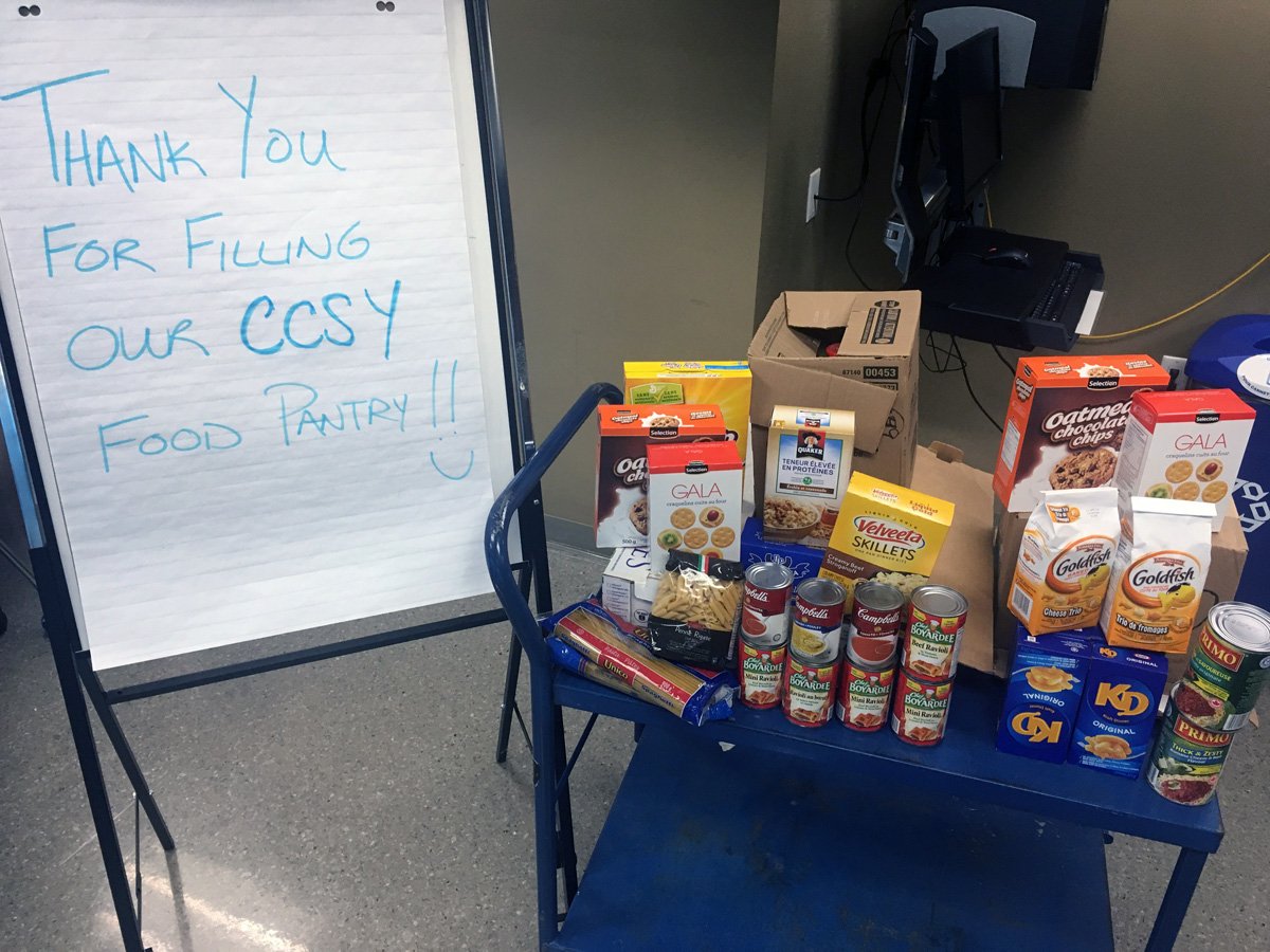 Thanks to students in the social justice class at <a href="/BrennanCards/">Brennan Cardinals</a> for the generous donation of food goods for our CCDY Food Pantry. #FeelingTheLove