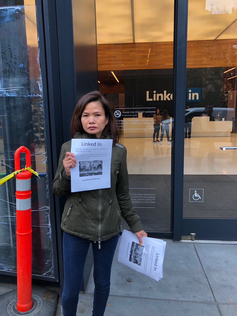 FreshCamping's tweet photo. .@skottr please move the @ChurchillClub events out of @Marriott hotels on strike ! Scott works at @LinkedIn #marriottstrike https://t.co/UMq4LYcXgY