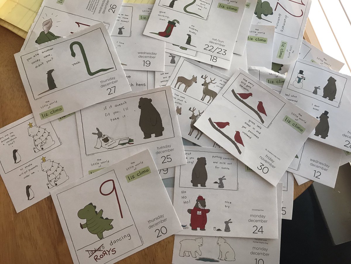 kbutler333's tweet photo. We're moving &amp; I'm down to the last few items, but I can't bear (haha) to put one more thing in a box. So I just sat down &amp; cheated my way to the end of my @elclimo calendar. #notevenguilty #bearsareawesome https://t.co/L6indGPrwA