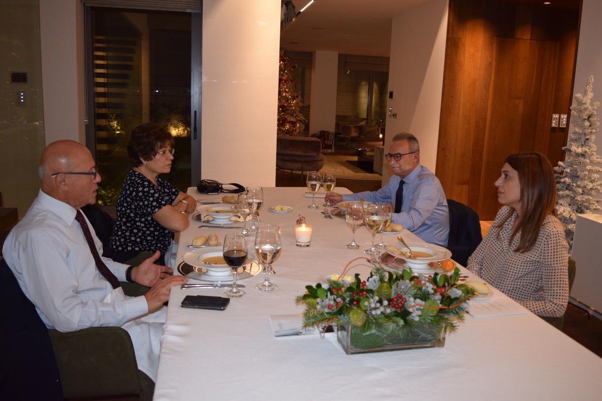 AverofCY's tweet photo. A great evening with @M_A_Talat and his wife Oya. Our sincere thanks for accepting our invitation!
We agree that #Cyprus is too small to be divided, but big enough to become the united homeland for both G/c, T/c, Armenians, Maronites and Latines. https://t.co/wdt5BtqBOg