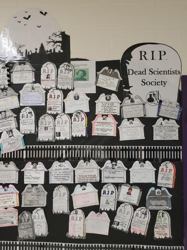 FWISD_HandleyMS's tweet photo. Recognizing those who made an impact on science in 
@Janmar_24 grade 8 class #IAMHANDLEY https://t.co/oJLN975Wj1