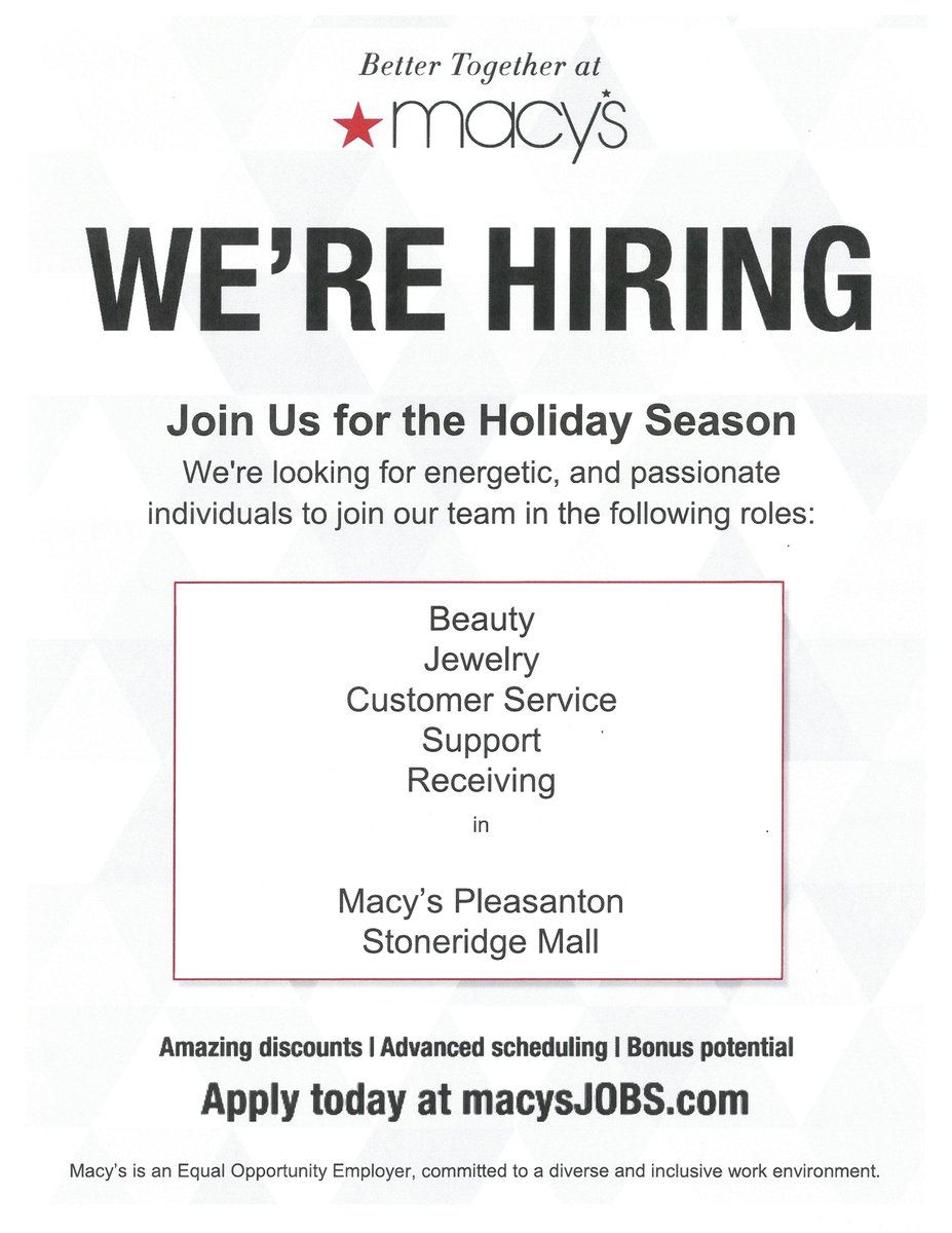 DublinHS_CCC's tweet photo. Macy's Hiring - apply at https://t.co/xdranWdEXI https://t.co/eL0YfWZtIR