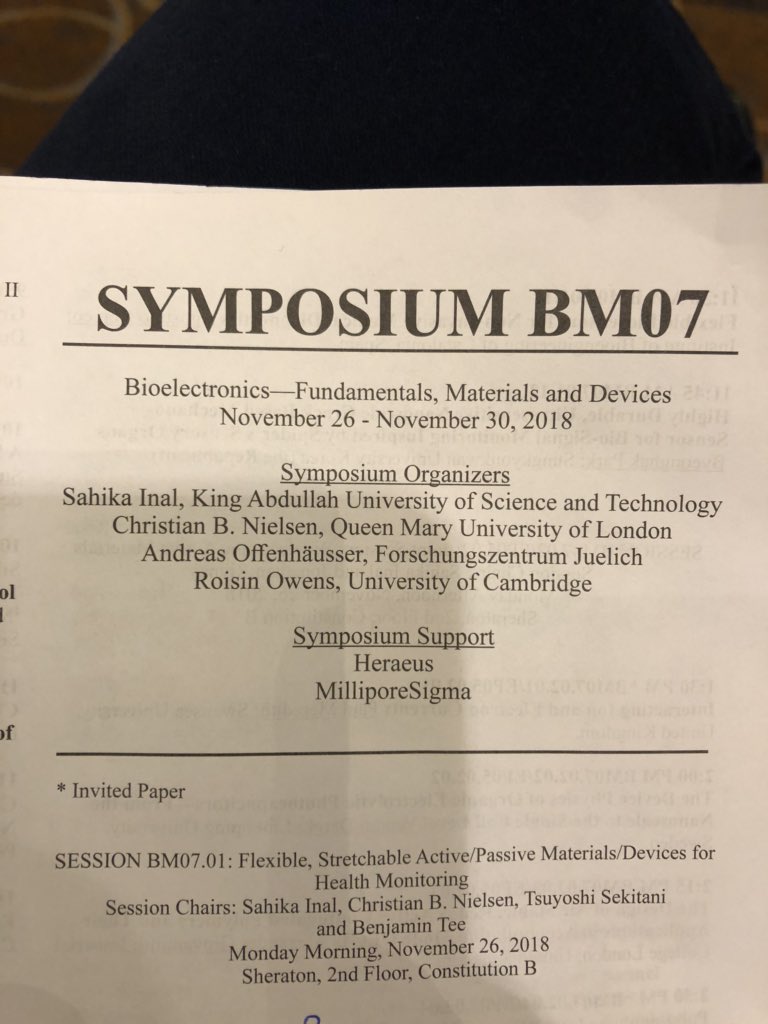 A great week full of bioelectronics has started! Come and listen to the amazing stories of our symposium #f18mrs we have #wearableelectronics #mixedconductors #neuralinterfaces #livingcells and more!