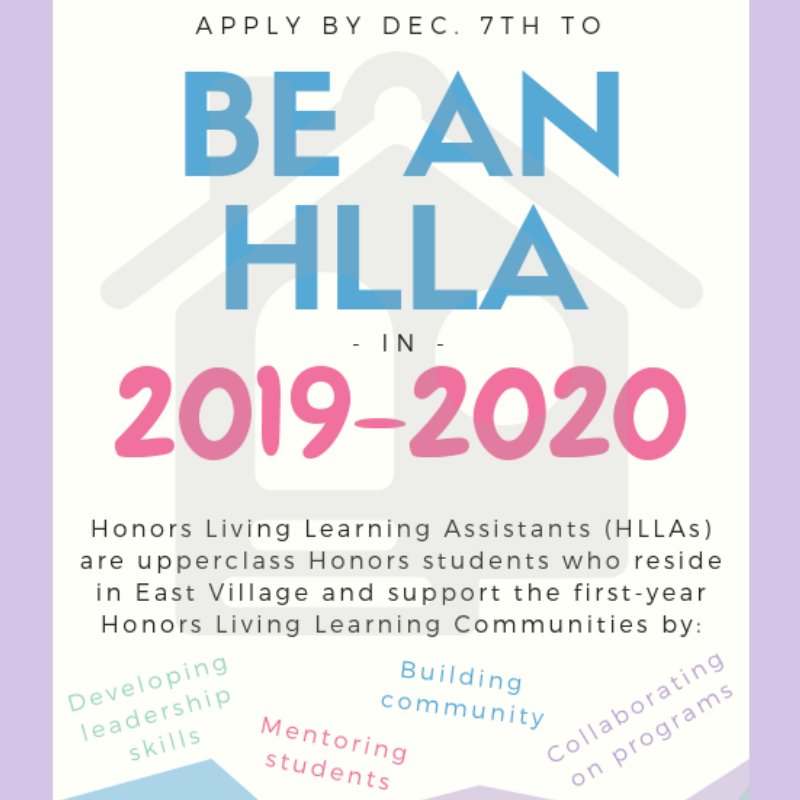 NUHonors's tweet photo. Apply to be an Honors Living Learning Assistant! 
Application available in the Weekly Announcements or email honors@northeastern.edu  - applications due Dec. 7th! #nuhonors https://t.co/uxMdZx5JcG