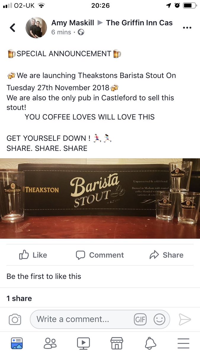 Donna_maskill's tweet photo. The griffin inn castleford @inn_griffin is launching theakstons stout tomoro the only pub in castleford that will sell it https://t.co/CFiWVLcgCu