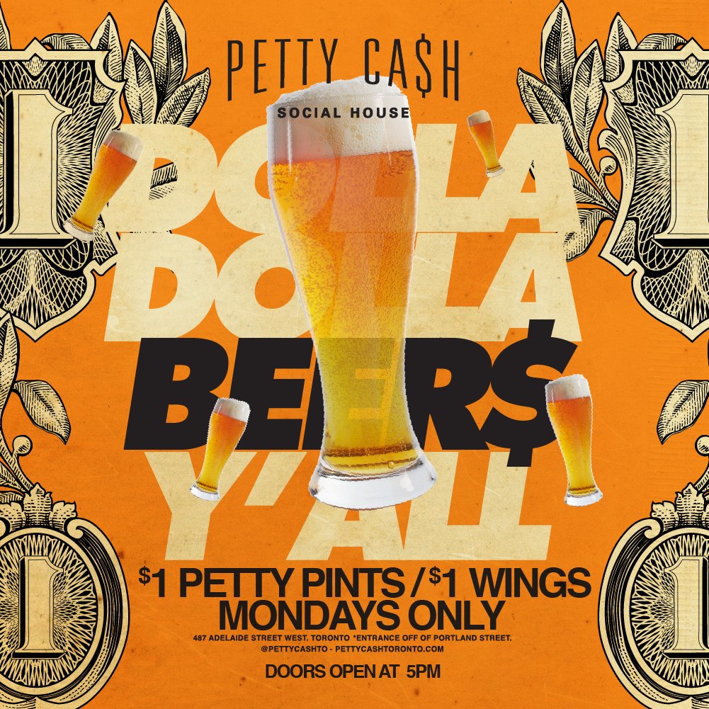 pettycashTO's tweet photo. We hear that tummy grumbling... $1 Wings &amp; $1 Petty Pints are available tonight, just saying! #ThatsPetty https://t.co/EBRwMsiv7t