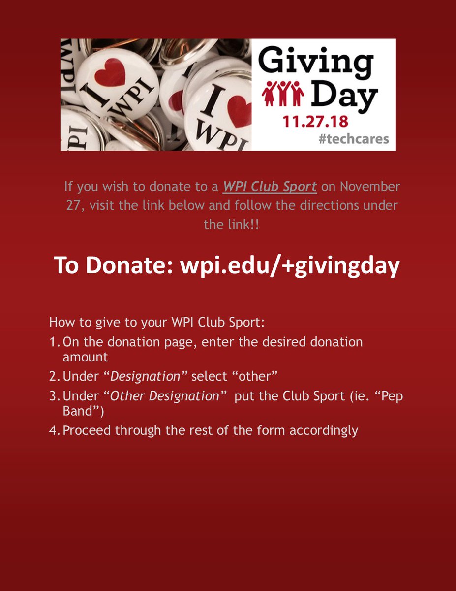 WPI_ClubSports's tweet image. Giving Day is right around the corner!! Here&apos;s how to support your favorite club sport team! wpi.edu/+givingday #techcares #wpigivingday #wpi #wpiclubsports @WPI @WPIRecCenter @WPIAlumni @wpi_sga