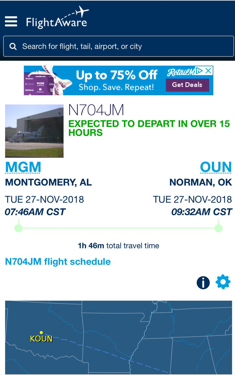 MichaelWBratton's tweet photo. Some are suggesting this flight is related to the Auburn coaching position... https://t.co/pqRwHGQ2V2