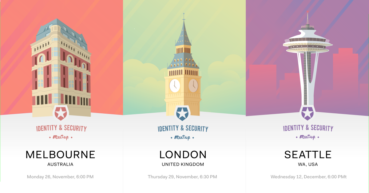 auth0's tweet photo. We are excited to introduce a new series of #Identity and #Security meetups around the globe 🌎

Join us at your nearest location:
🇦🇺 @ISM_Melbourne → https://t.co/jPr4EdrOGU
🇬🇧 @ISM_London → https://t.co/oUmQ5pWZxE
🇺🇸 @ISM_Seattle → https://t.co/UDVhzki83L https://t.co/1tcFXkK1cd