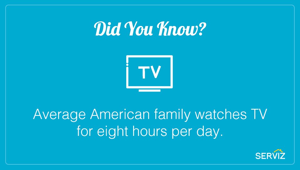 Did you know? The average American family watches TV for eight hours per day.