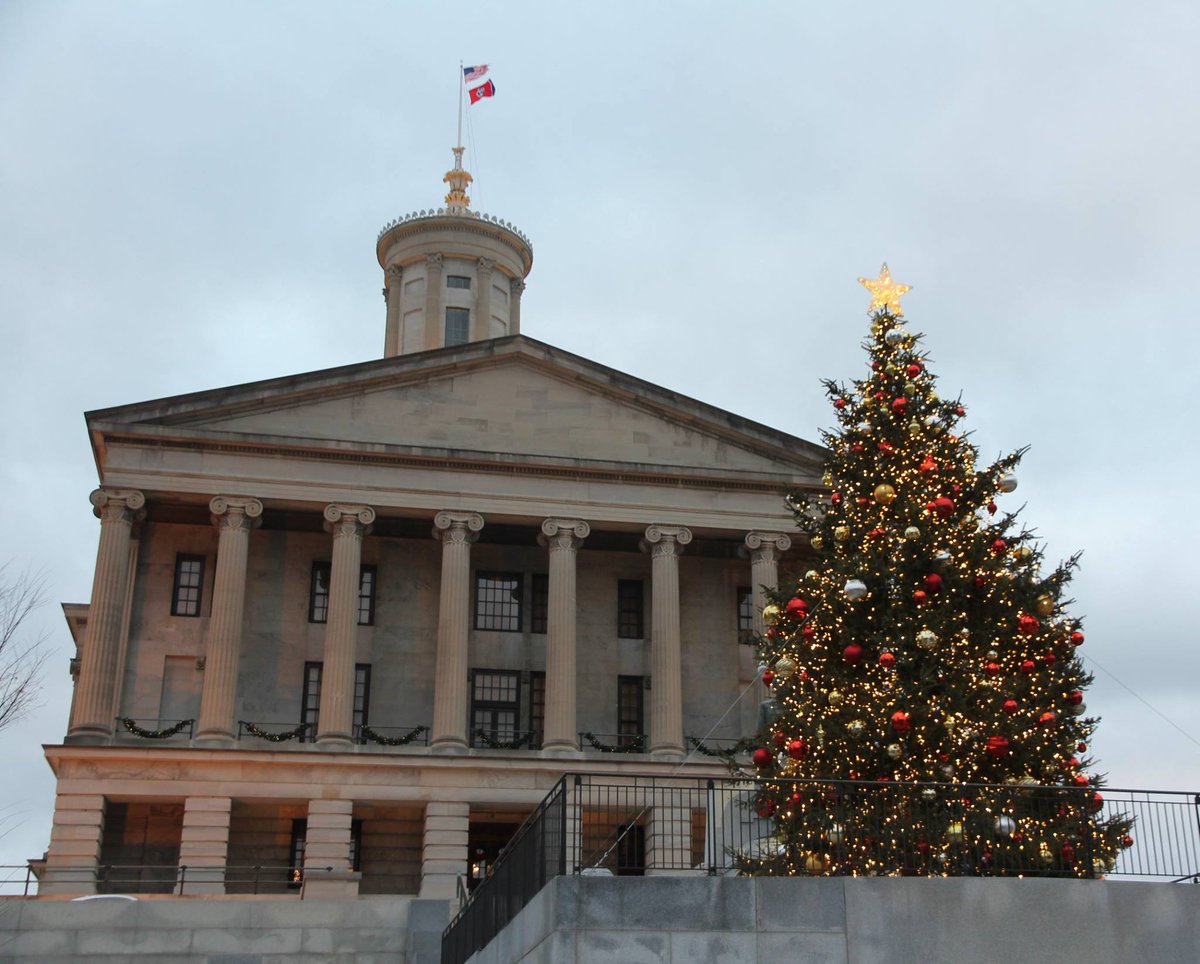 TennDGS's tweet photo. The 2018 Capitol tree was just lit for the first time! #CapitolTree https://t.co/SIwzPZhIXG