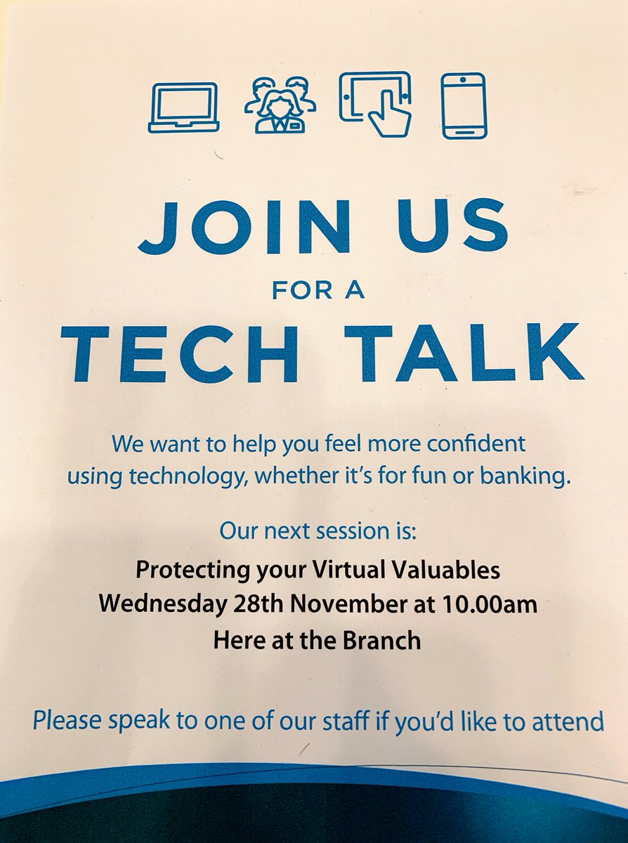 You wouldn’t leave your front door unlocked, so why would you leave your virtual valuables unprotected?     
Join me at ANZ Mt Barker tomorrow for a Tech Talk in protecting your virtual valuables <a href="/Howe2Frank/">Frank</a> <a href="/julie_grills/">Julie Grills</a>