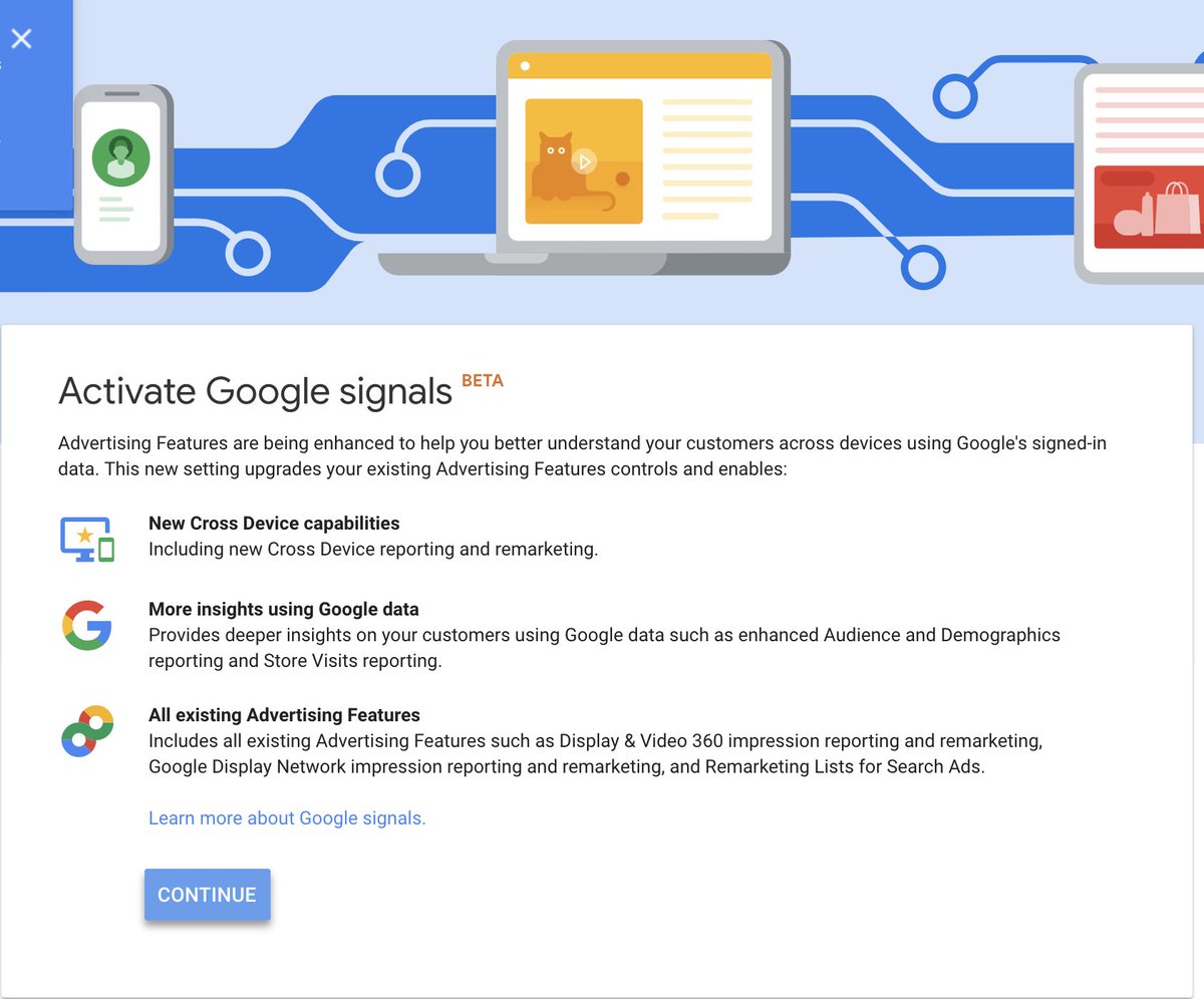 digital_SaaS's tweet image. I just have to say, this seems hella creepy and invasive. If enough web properties enable this @Google can track just about any user across the web on any device. #donottrack #privacy support.google.com/analytics/answ…