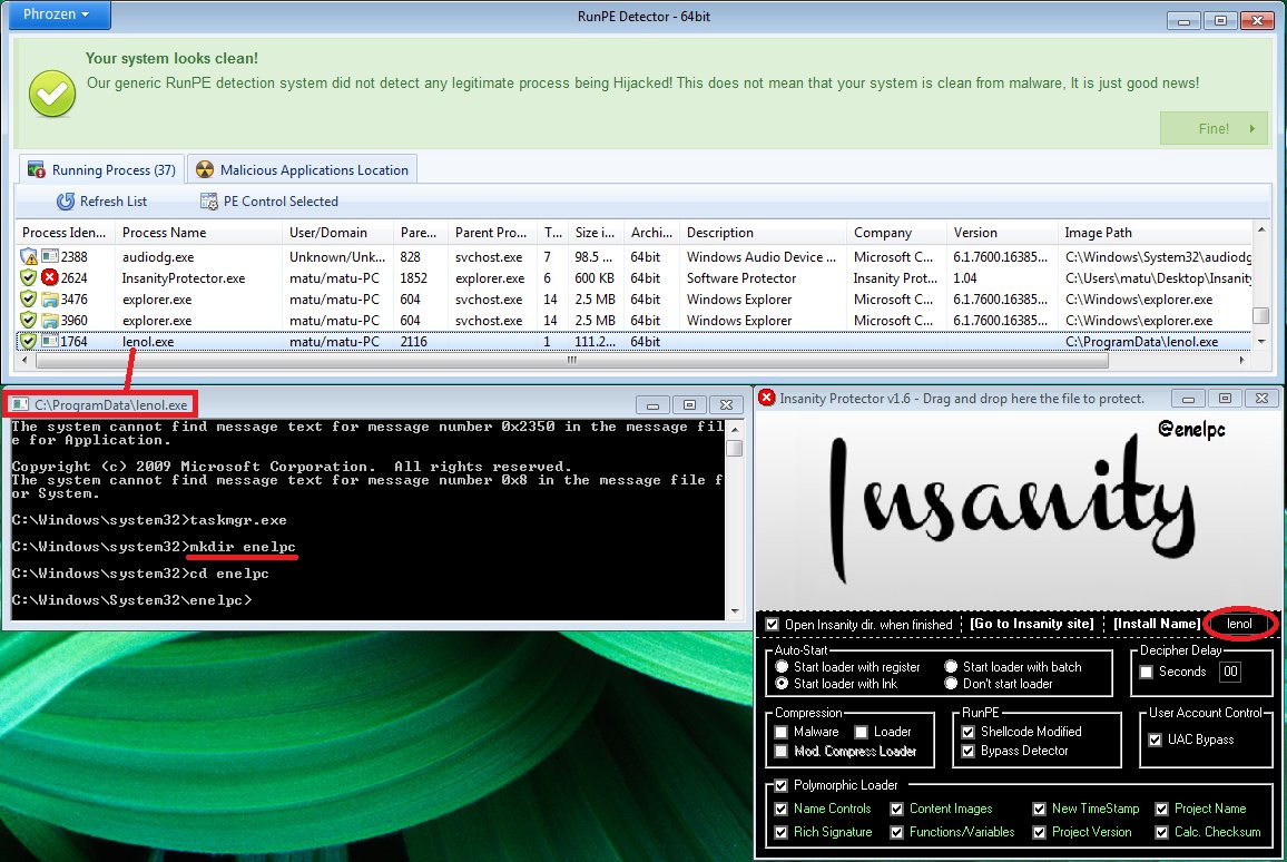 enelpc's tweet image. RunPE Bypass &amp;amp; UAC Bypass W7/8/10 - #InsanityProtector v1.6 😘🥰