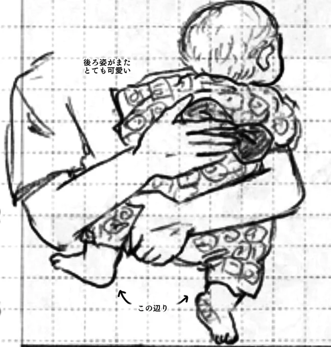 だっこされてる赤ちゃんの足のあたり、すごく可愛いな 
