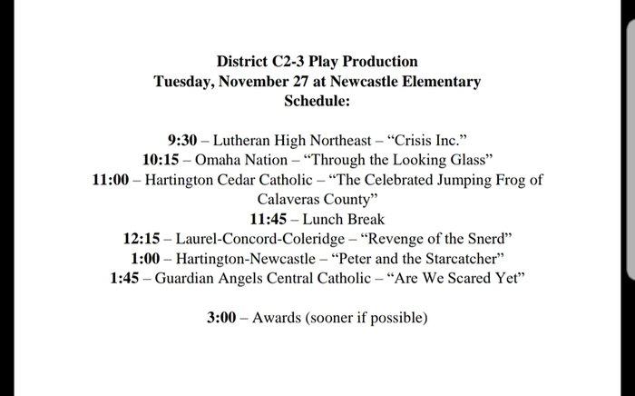 H_NWildcats's tweet photo. District one-act tomorrow in Newcastle. HNS performs at 1:00. #GoWildcats https://t.co/b4TogW9Wdj