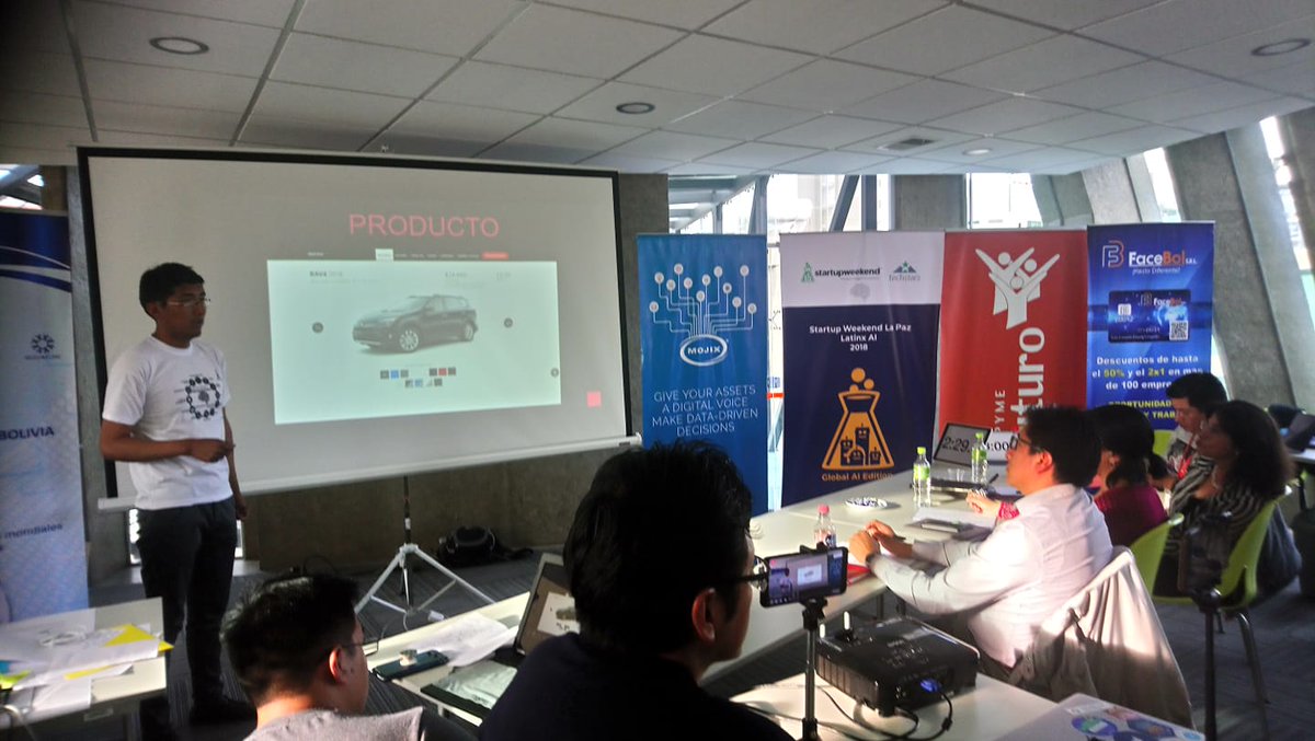 GlobalSWAI's tweet photo. 😎🤩🤪💁♀️💁♂️Pitch time yesterday for @SWLaPaz AI 2018 at Banco Ecofuturo
#GSWAI #startupweekend #startup #entrepreneurship #entrepreneurmindset #notalkallaction #buildyourempire #Ai #artificialintelligence #machinelearning #deeplearning #NLP #IOT #datascience #swailapaz https://t.co/tSqjLJsYwo