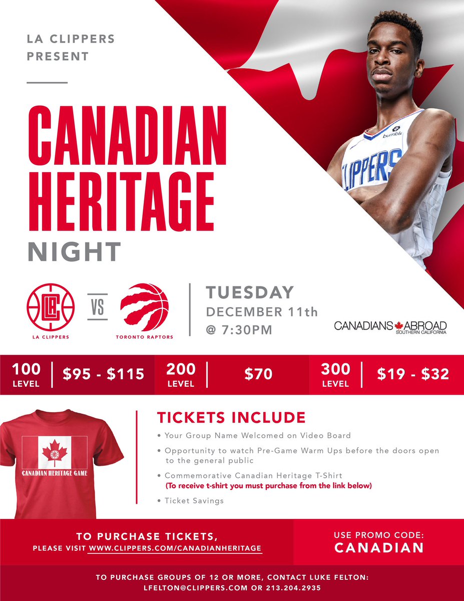Red rover, red rover, we call <a href="/Drake/">Drizzy</a> over! Proud partners of #canadianheritagenight on Dec 11. get your tix now! #wethenorth <a href="/Raptors/">Toronto Raptors</a> <a href="/LAClippers/">LA Clippers</a>