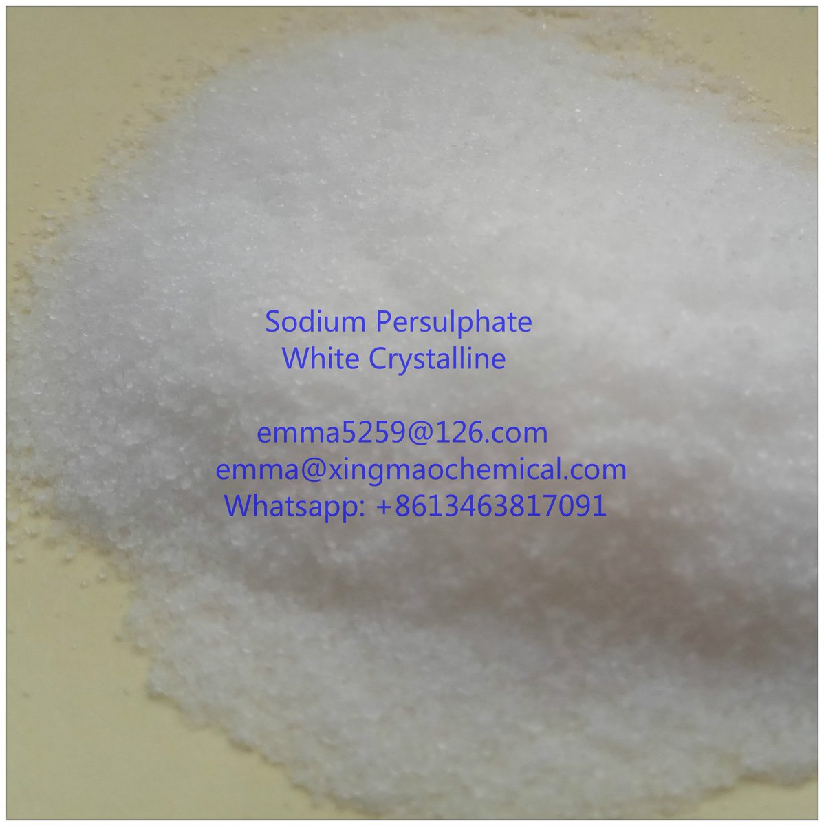 EMMAD5259's tweet image. Superior quality of Ammonium Persulphate/ Sodium Persulphate / Potassium Persulphate( Industrial grade / Technical grade ）!  
Welcome your inquiry .
Mobile/Wechat/ Whatsapp : + 86 13463817091. 
emma@xingmaochemical.com