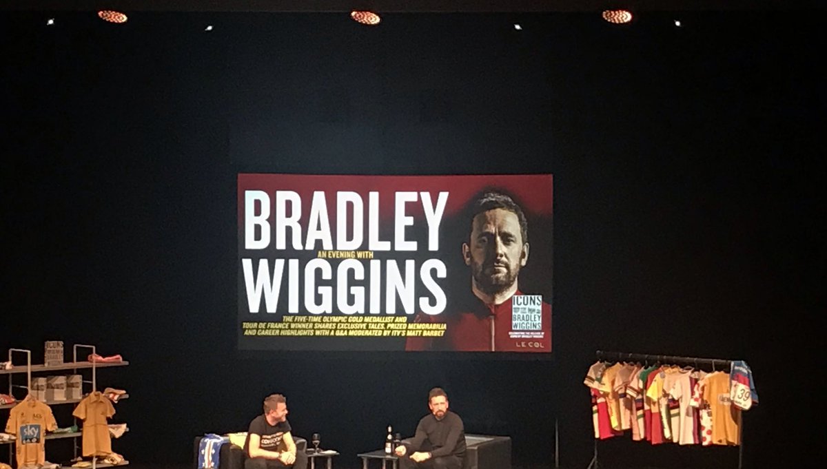 thisadam's tweet photo. Significantly better than expected night listening to the very humble and inspiring @SirWiggo talking to a quite good! @MattBarbet thanks Brad!  #icons #greatbritons #enjoywhatyoudo https://t.co/OWNYMyv1Cq