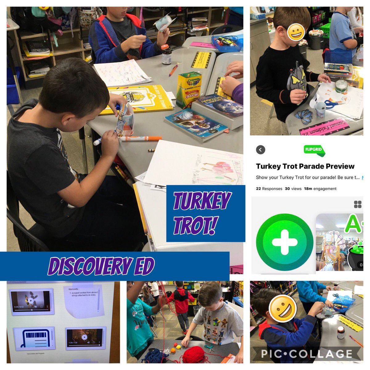MrsJBarney's tweet photo. Turkey Trot Parade Marionettes #StorybookSTEM #hardworkingDragons shared via @Flipgrid so excited for the finished product @bethebridgeDBES #FM21Steam #DragonSTEAM @DiscoveryEd https://t.co/jPY8BTNODc