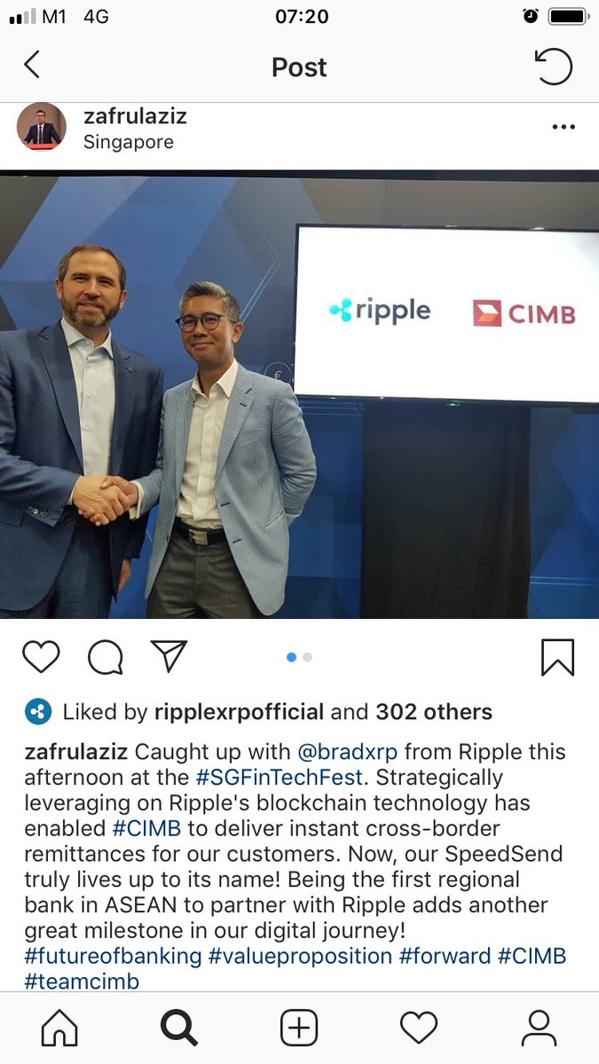 マレーシア第2の金融グループCIMBがRippleと提携。 『Rippleと提携しSpeedSendを介して即時の国境を越えた送金を行うASEANの最初の地域銀行となる』(°∀°)🚀  SpeedSendは同グループが提供している18ヶ国間の送金プラットフォーム。 #xrp #xrpthestandard