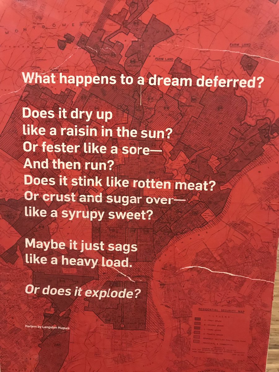 AshleyAPutnam's tweet photo. Spending my evening reflecting on the impact of structural racism in our policies, institutions and neighborhoods.

Highly recommend visiting #adreamdeferredphl exhibit to learn more about #redlining #gentrification #racialequity @LittleGiantLGC @knightfdn @215tayyib https://t.co/j90PjVeBEY