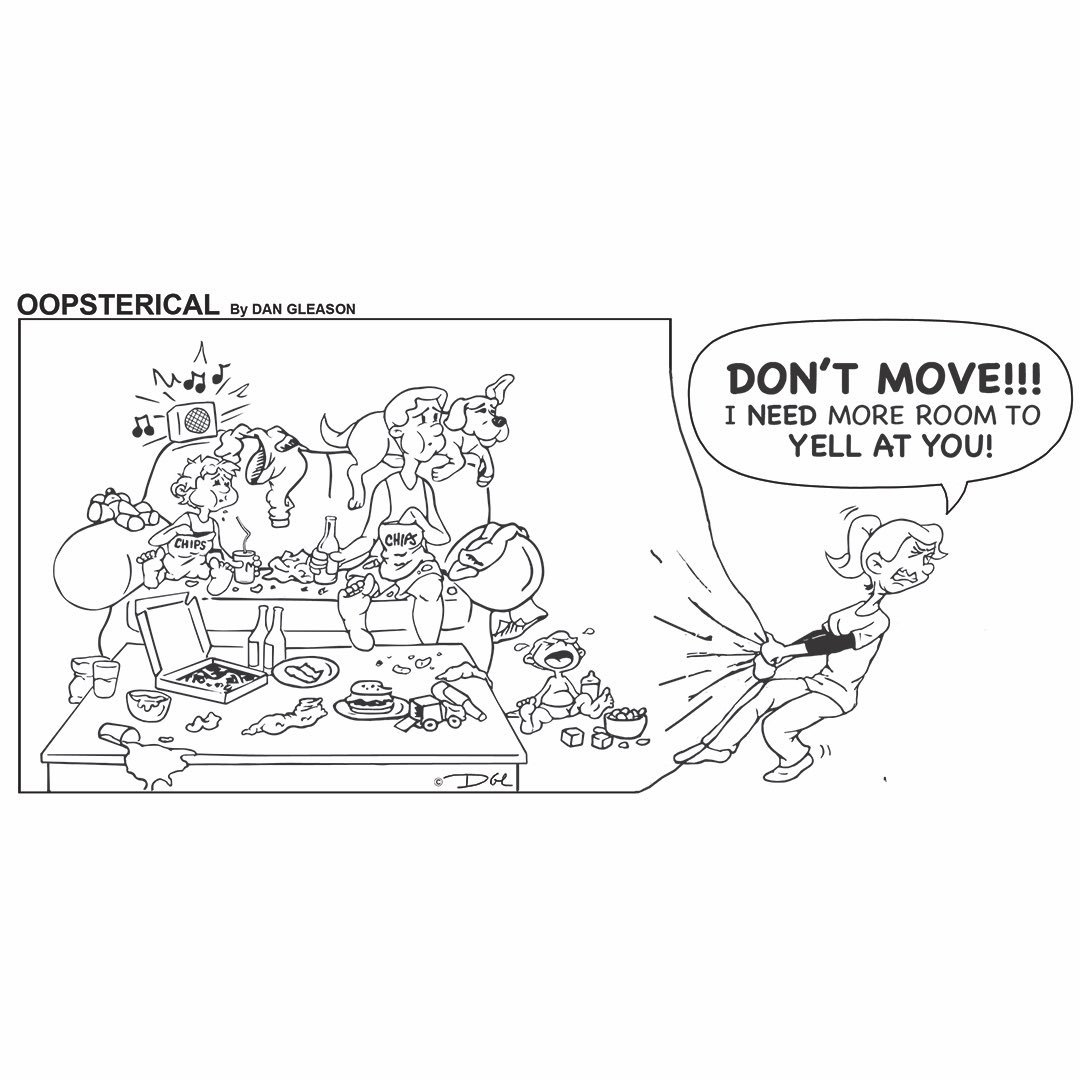 danim8shn's tweet photo. My next #oopsterical comic: Daddy day care. #adulting #parenting #mommyblogger #momlife #dadjokes #dadlife #beer #chips #pizza #kids #comic https://t.co/9Q6bcLCL3G