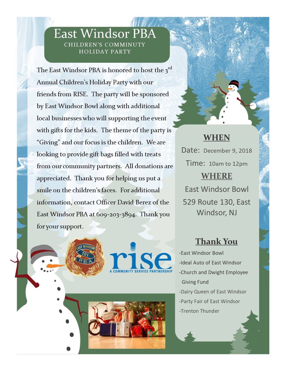 ewpba191's tweet photo. Hosting the 3rd annual Holiday party for our friends at NJ Rise - Community Service Partnership.  If interested in participating with a donation to the kid’s gift bags (or any other way), contact us for additional info.  Our Community is always greater when we serve it together. https://t.co/goLKhBkoJF