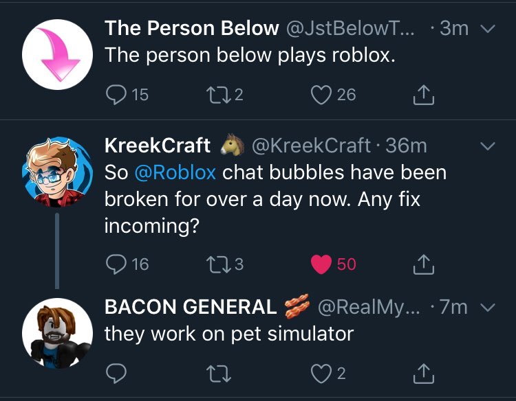 Kreekcraft On Twitter So Roblox Chat Bubbles Have Been Broken - roblox chat bubble font