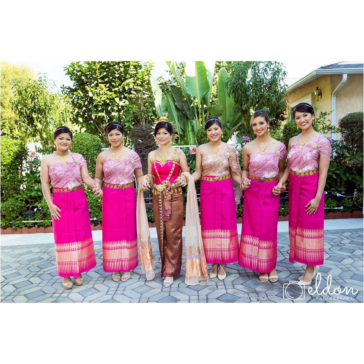 Beautiful Bride and the Bridesmaids in traditional Khmer outfits for the  Parade Ceremony. . . Photography: @eldonphotography . .