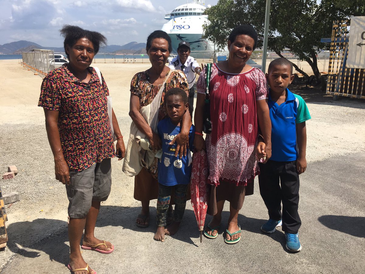 One of the many #PortMoresby families who have come down to the harbour to enjoy the excitement of hosting #APEC2018. The friendly security officer joined in the fun.