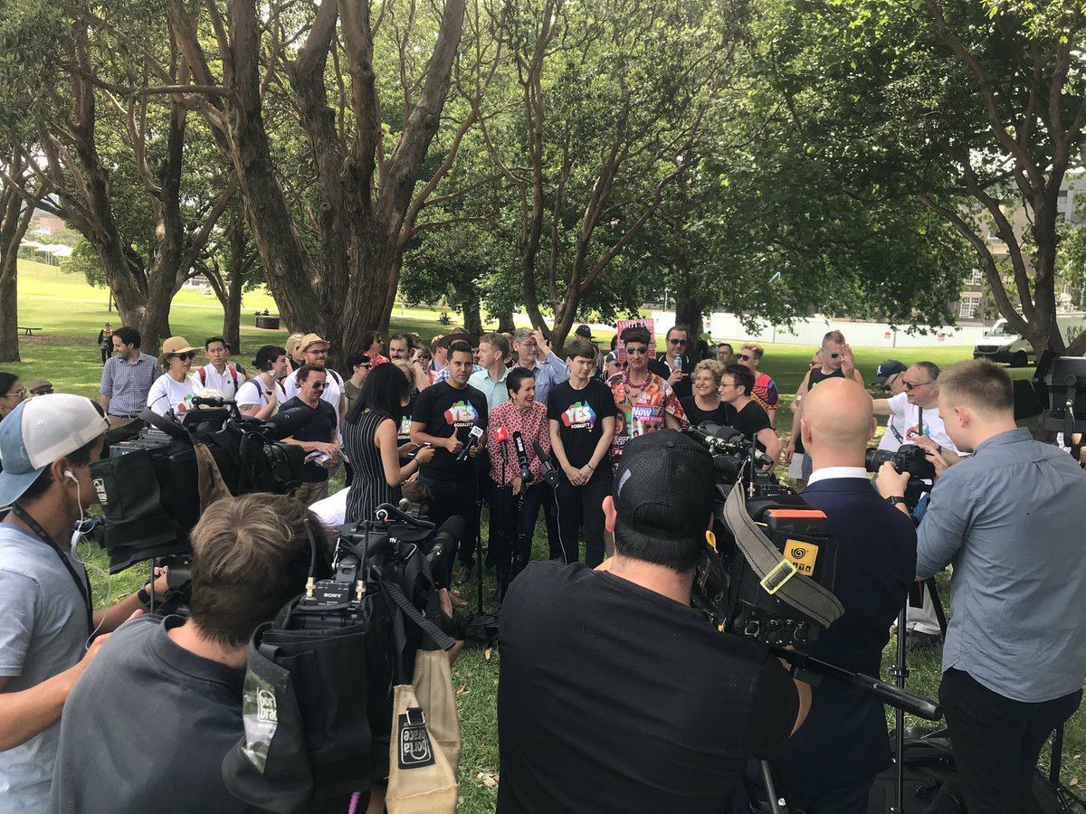 tmhpatton's tweet image. One year on from the historic #yes vote @CloverMoore renames part of Prince Alfred Park #EqualityGreen. 

#MarriageEquality 🌈❤️