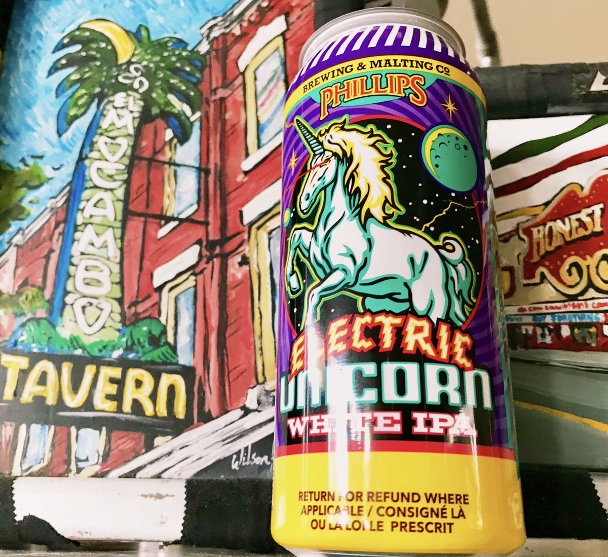 ONTARIO: our favourite mono-horned laser beast is is making its way across the galaxy and hitting the shelves now! Electric Unicorn White IPA is available exclusively in the trillium province in a brand new 473mL tall can format ⚡🦄🍺 #ElectricUnicorn