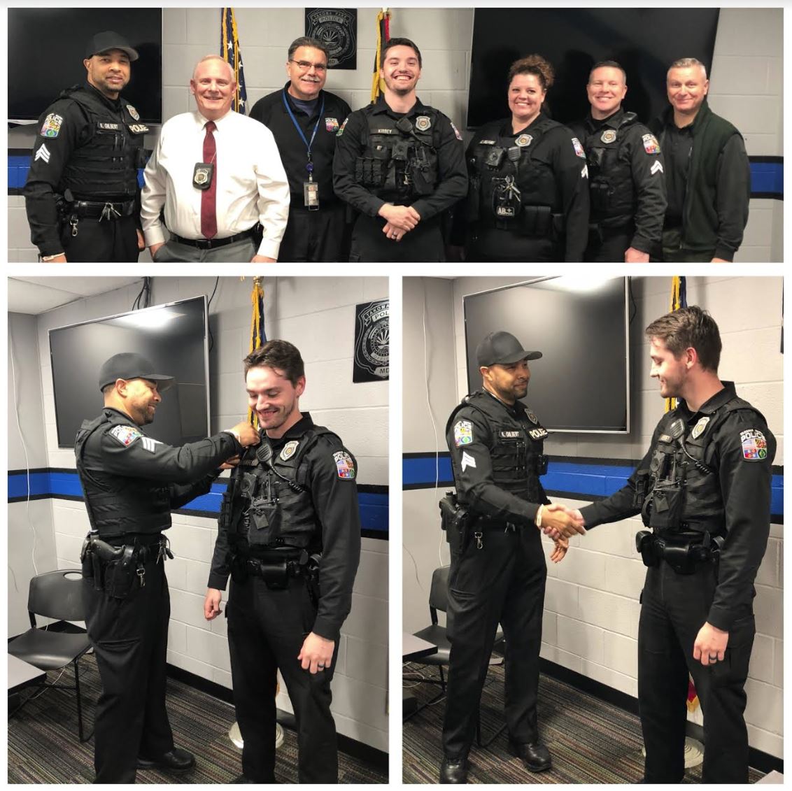 TakomaParkPD's tweet photo. Congratulations to Officer Steven Kibbey who was promoted to the rank of Private First Class!  #Promotion #PrivateFirstClass https://t.co/TuvLwOK5pg