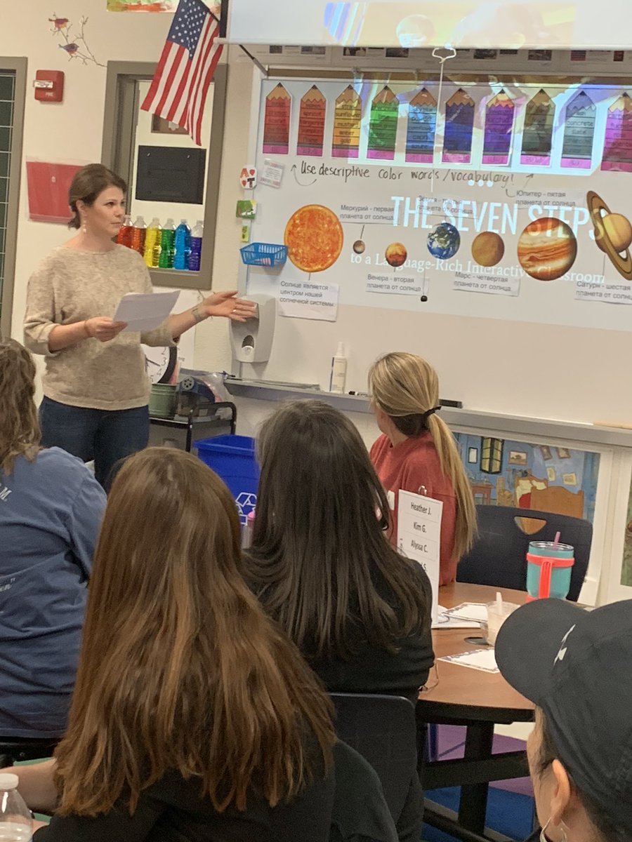 JohnsonC_Allen's tweet photo. Great afternoon of learning today! Mrs Izzarelli, Mrs Clark, Mrs Kimbrell, and Mrs Knesek you all rocked it today. Thanks for bringing back your learning from John Seidlitz.  A huge thank you to our parent volunteer for examples in Russian! #7Steps #allenelem #FISDlearns https://t.co/aKGKQWqeMm