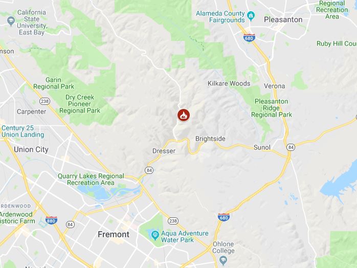 CAL_FIRE's tweet image. Firefighters are battling a 20 acre fire off Palomares Road Niles Canyon Road, northwest of Sunol (Alameda County). #NilesFire fire.ca.gov/current_incide…