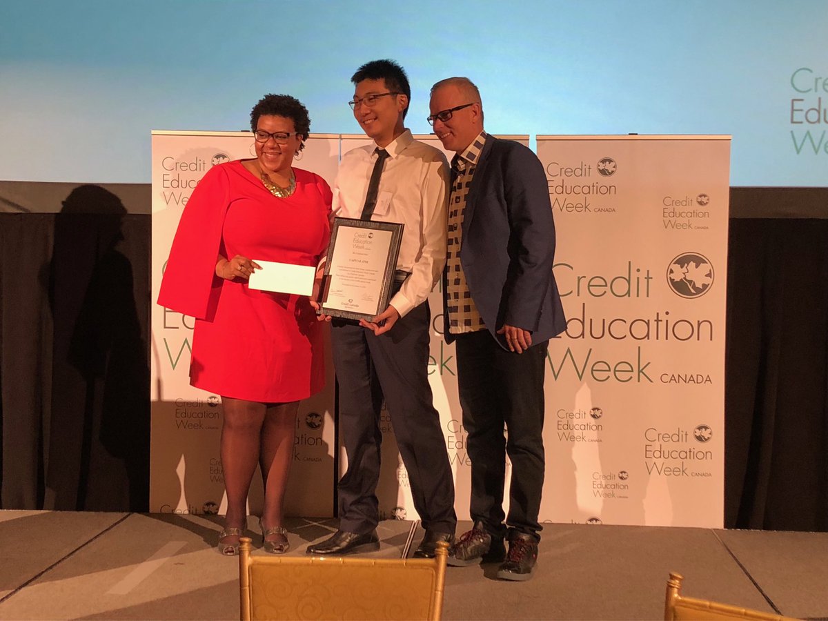 sumaboby's tweet photo. Congrats to the winner of #cewc2018 essay winner. So proud of @CapitalOneCA for sponsoring the winning prize: presented by our president @DrJRJackson ❤️ and some star power with @gerrydee #moneymindfulness Congrats Jack Zhang! https://t.co/6VHqlCwiHg