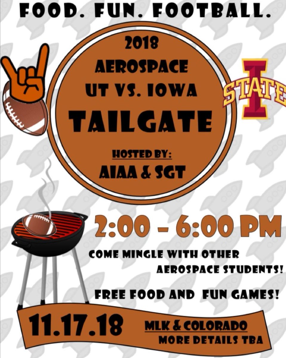 AIAAatUT's tweet photo. Join AIAA and SGT this weekend! 
We will have smores ;) 
(and a bunch of other food and games)
HOOK 'EM! https://t.co/c70jWem7XI