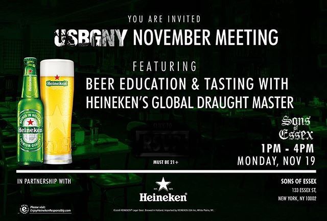 Our November monthly membership meeting is this Monday at Sons of Essex. Heineken will be dropping all the beer knowledge on us! .
Please RSVP using the link below. Feel free to invite a friend who is not a member to introduce them to the benefits of the… ift.tt/2qOooZs