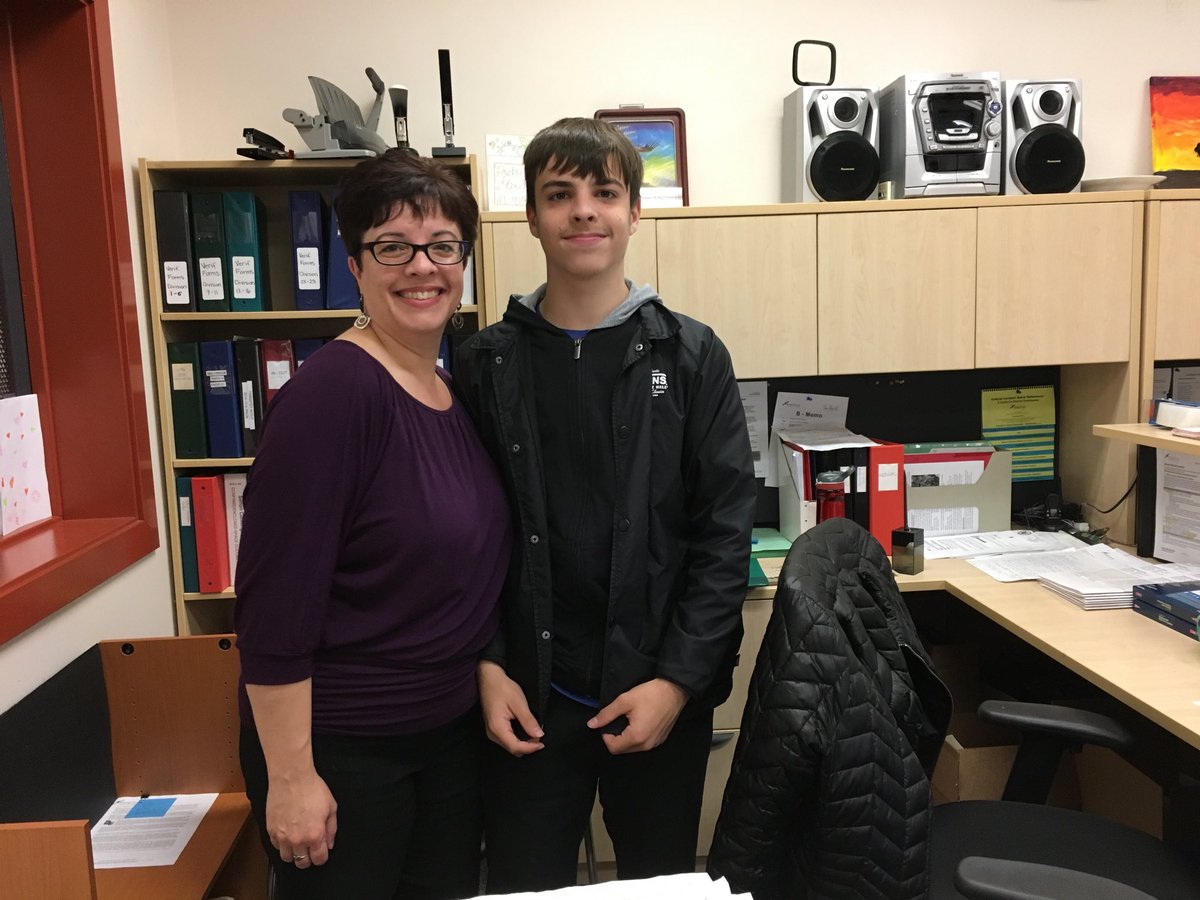 CunninghamEcole's tweet photo. Aida, one of our secretaries and her Gr.9 son #TakeOurKidsToWorkDay #sd36learn. T’was fun to have you over Dominic! https://t.co/w0hgqqjUmm