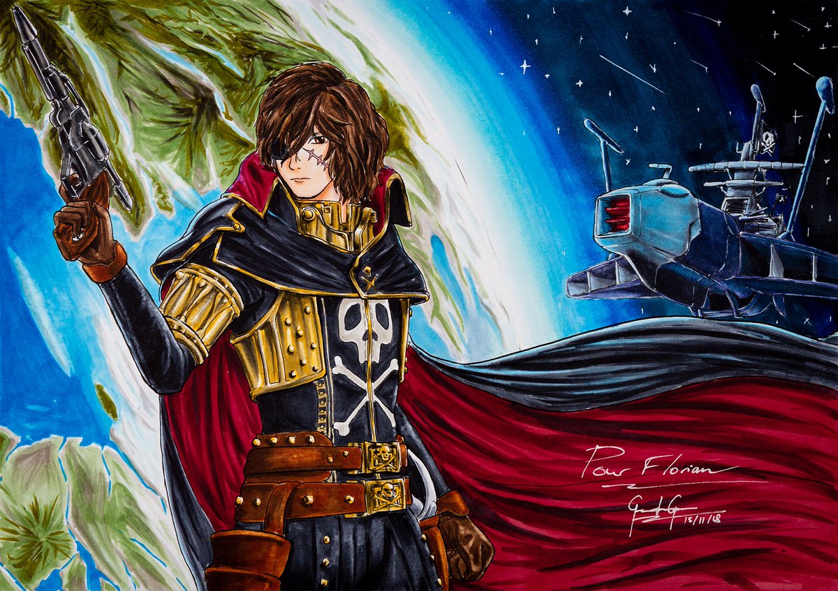 Gogen Eng Birthday Gift For A Friend A Fan Art Of Captain Harlock Fre Cadeau D Anniversaire Pour Un Ami Un Fan Art D Albator Fanart Harlock Albator Captainharlock Art Gift Animeart