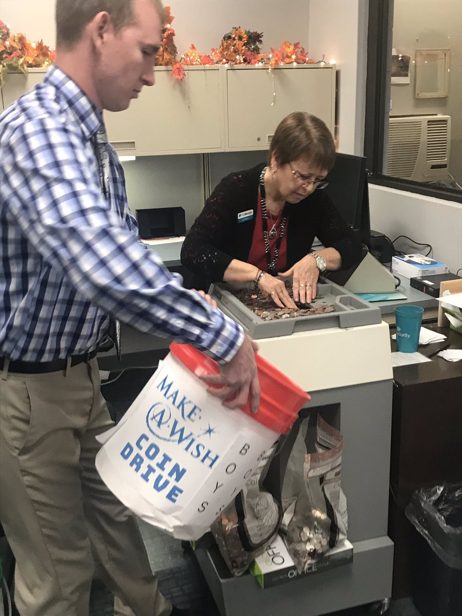Thank you <a href="/FSBank/">First Security Bank</a> Mountain Home for helping us count our coins from the Make-A-Wish coin drive! 3 buckets full! MHJH students stepped up BIG time to help grant a wish to a sweet boy! <a href="/MHJuniorHigh/">MHJH</a> <a href="/KyleMcCarn/">Kyle McCarn</a>
