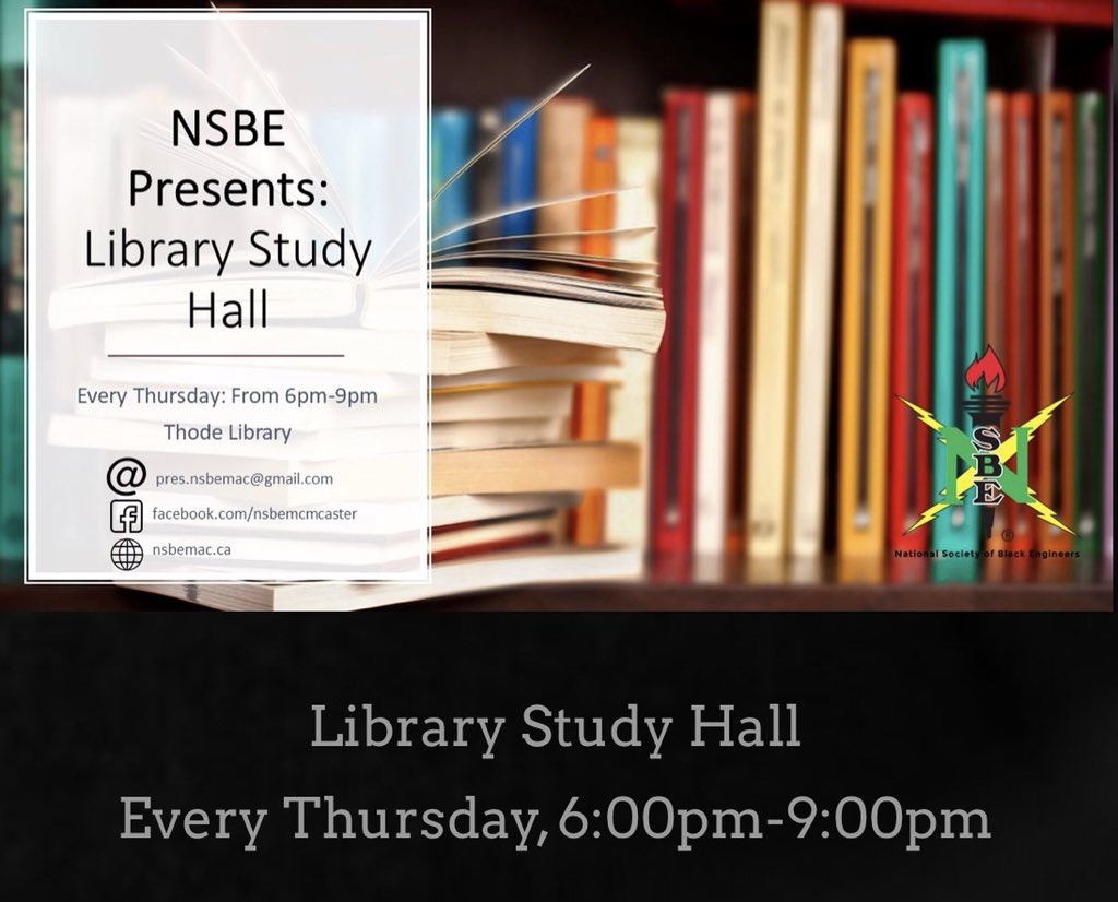 Hello #NSBEMac Fam don’t forget every Thursday in Thode Library we have study sessions from 6pm - 9pm.     See you there🙂