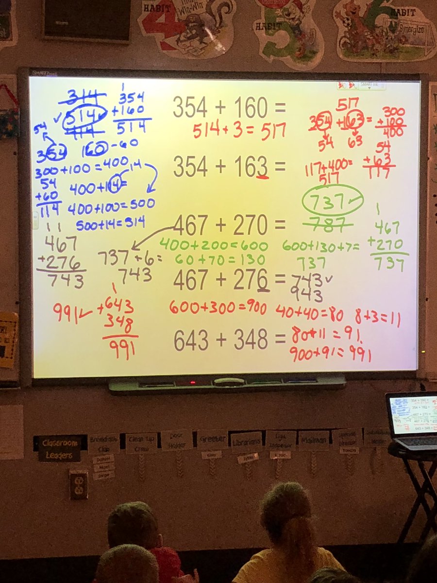 TeamAllster's tweet photo. Check out all of our Ss learning &amp; sharing during our morning number string today! #mathisfun #somanystrategies #discourse @MsEutsler117 @Julie_Allen_ @JeffriesSPS #3rdgrade https://t.co/rOiF1K15cY