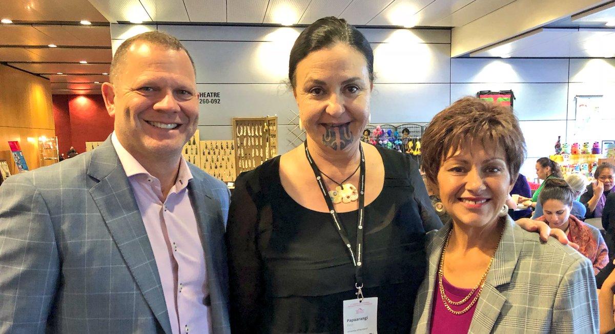 BronFredericks's tweet photo. Lovely to spend some time with PVC (Indigenous) Prof Shaun Ewen from the @UniMelb & Prof Papaarangi Reid @Paps_R Head of Māori Health at @AucklandUni at the International Indigenous Research Conference in Auckland. #IIRC18 https://t.co/uvTrObVn1F