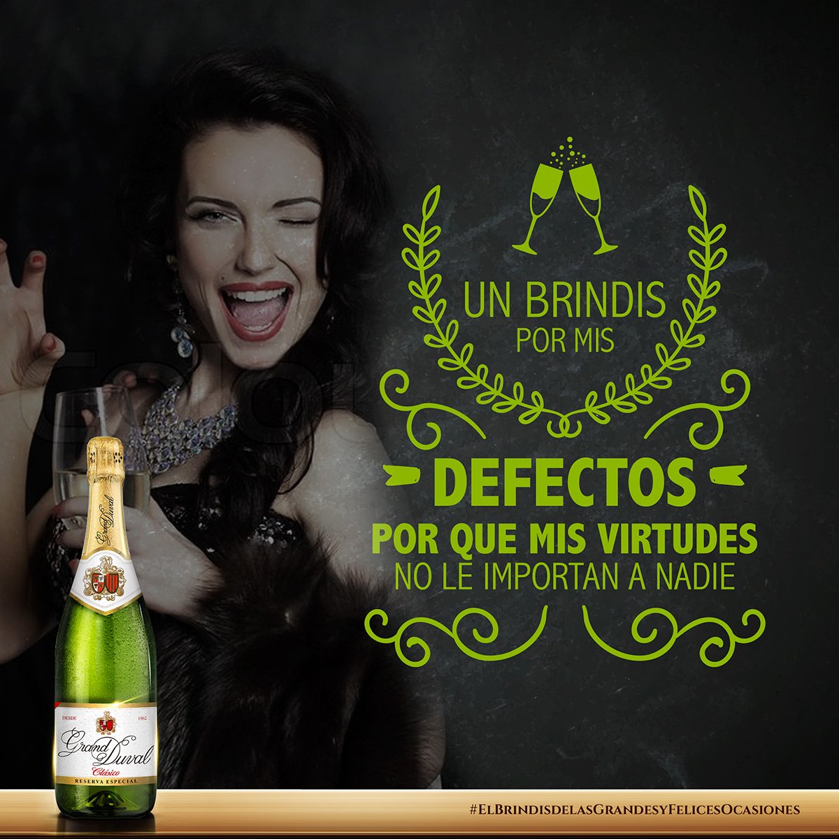 Un brindis por mis defectos porque mis virtudes no le importan a nadie..  #GrandDuval #brindis