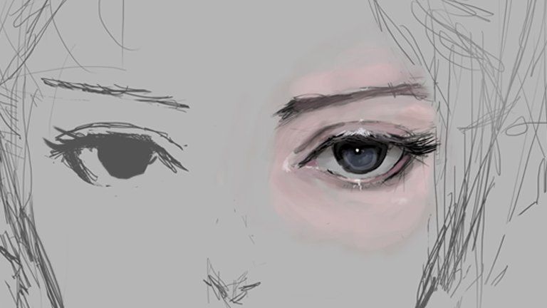 solo 1girl close-up looking at viewer sketch eye focus monochrome  illustration images