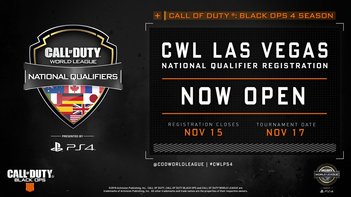 Reminder: Registration for the CWL Las Vegas National Qualifiers ends tomorrow night. See the Reddit post for info and sign-up links. reddit.com/r/CoDCompetiti…
