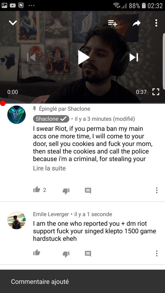 Emile_Lvg's tweet photo. Donc la je me fais int par Shaclone avec un singed klepto, je fais une requête @riotgames @RiotSupportFR et il se fais ban son main, il tweet donc qu'il déteste riot et fais une vidéo ou il mime un geste de baise et ensuite il m'envoi des menaces de morts XDXD https://t.co/XsIH3xib5v